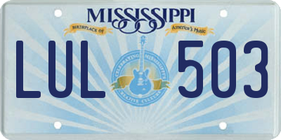 MS license plate LUL503