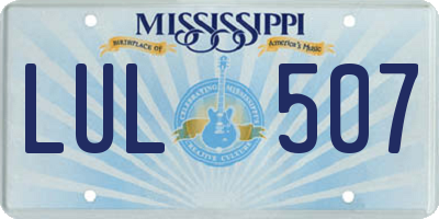 MS license plate LUL507