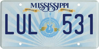 MS license plate LUL531