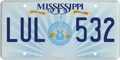 MS license plate LUL532