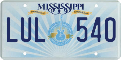 MS license plate LUL540