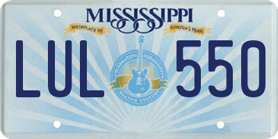 MS license plate LUL550