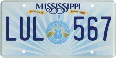 MS license plate LUL567