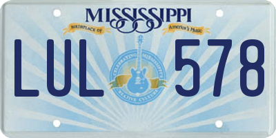 MS license plate LUL578
