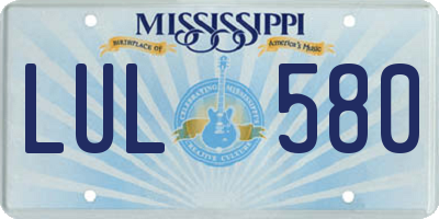 MS license plate LUL580