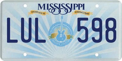MS license plate LUL598