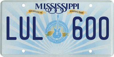 MS license plate LUL600