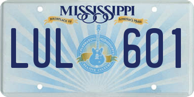 MS license plate LUL601