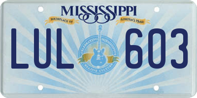 MS license plate LUL603