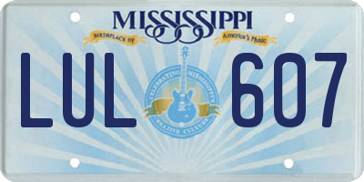 MS license plate LUL607