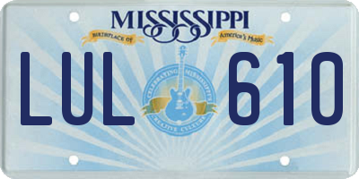MS license plate LUL610