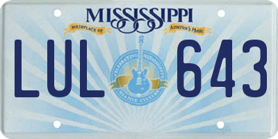 MS license plate LUL643