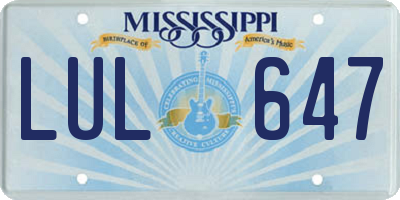 MS license plate LUL647