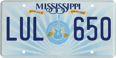 MS license plate LUL650