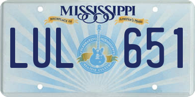 MS license plate LUL651