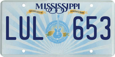 MS license plate LUL653