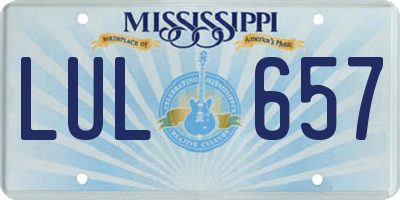 MS license plate LUL657