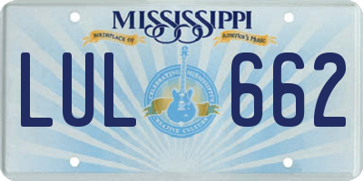 MS license plate LUL662