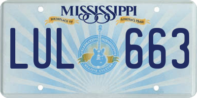 MS license plate LUL663