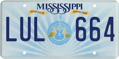 MS license plate LUL664