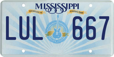 MS license plate LUL667