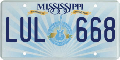 MS license plate LUL668
