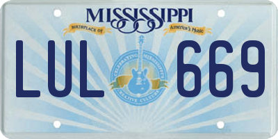 MS license plate LUL669