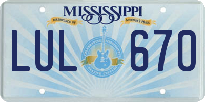 MS license plate LUL670