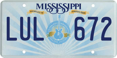 MS license plate LUL672