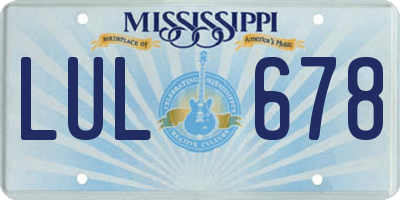MS license plate LUL678