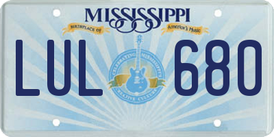 MS license plate LUL680