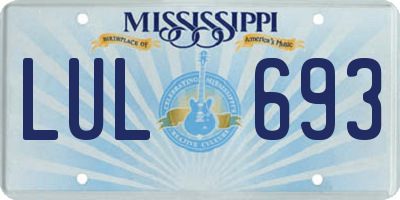 MS license plate LUL693