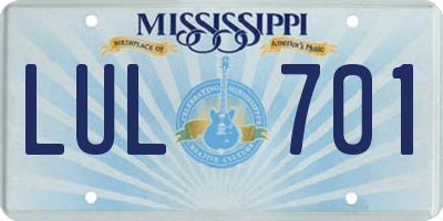 MS license plate LUL701