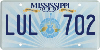 MS license plate LUL702