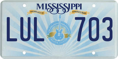 MS license plate LUL703