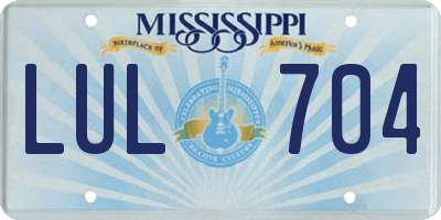 MS license plate LUL704