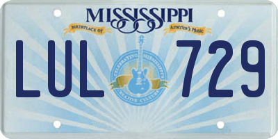 MS license plate LUL729