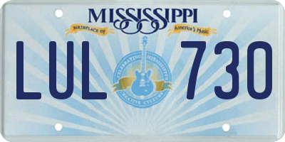 MS license plate LUL730