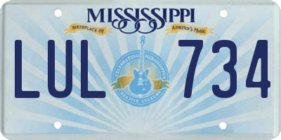 MS license plate LUL734