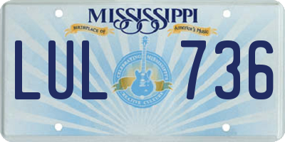 MS license plate LUL736