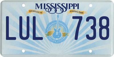 MS license plate LUL738