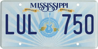 MS license plate LUL750
