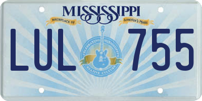 MS license plate LUL755