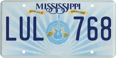 MS license plate LUL768
