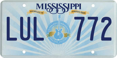 MS license plate LUL772