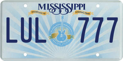 MS license plate LUL777