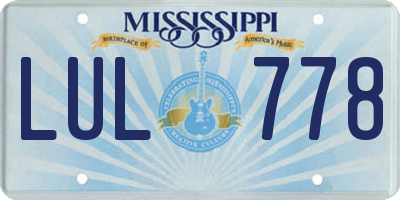 MS license plate LUL778