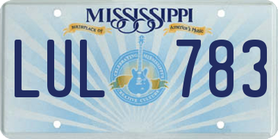 MS license plate LUL783