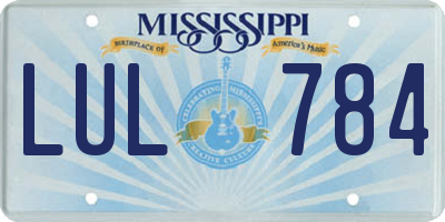 MS license plate LUL784