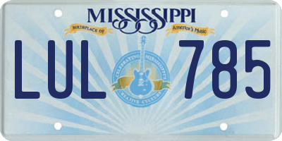 MS license plate LUL785
